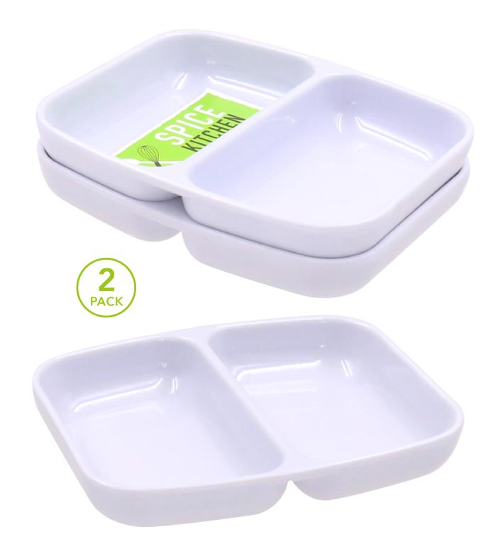 2PK White Melamine 2 Section Tray - 9.9CM X 8.1CM image 0