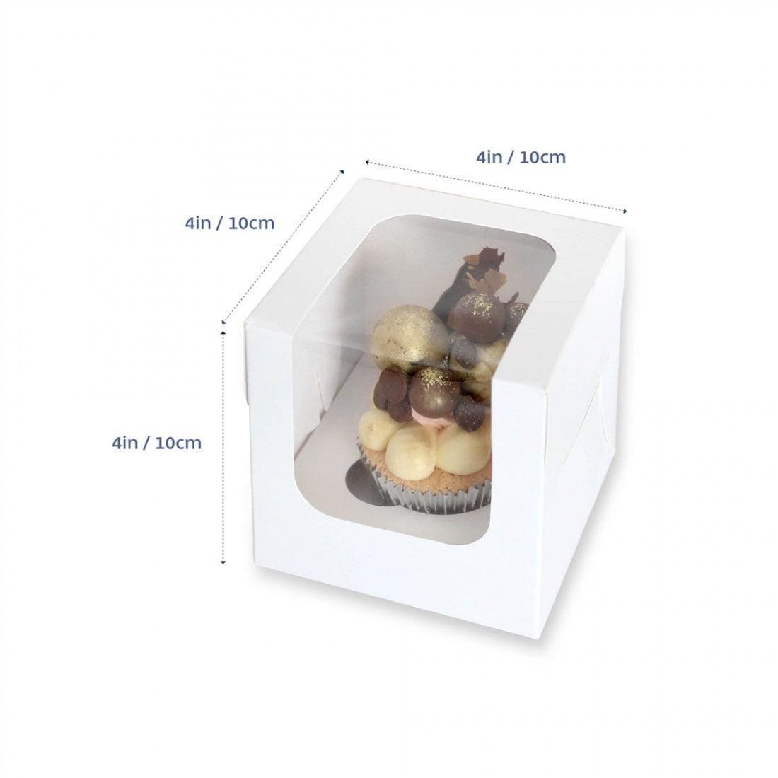 1 Hold White Cupcake Box (4x4x4in) (10 Pack) image 0