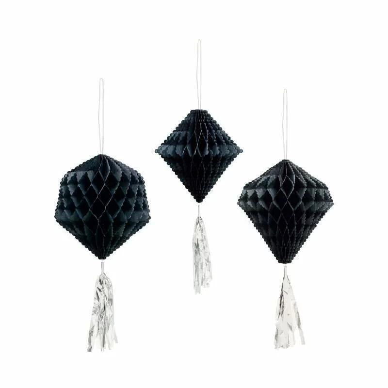 3Pc Honeycomb W'Tassel-Black