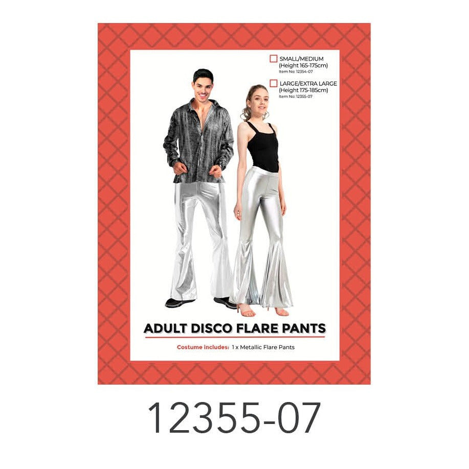 Adult Metallic Flare Pants (Silver) (L/XL) image 0