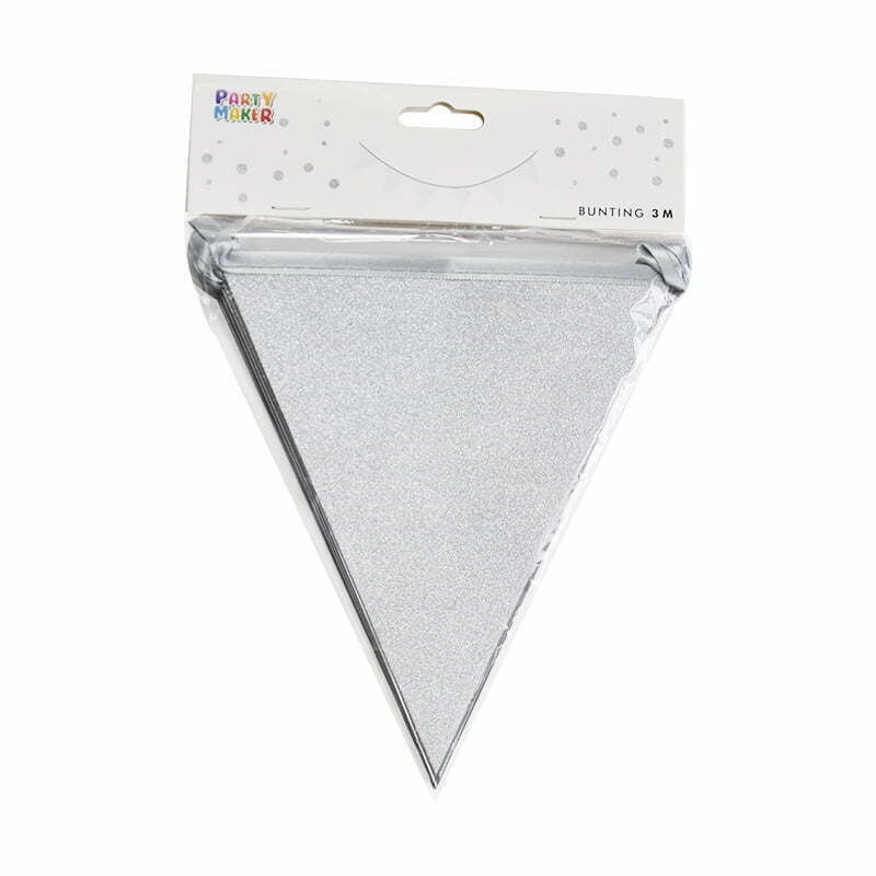 Silver Glitter Bunting 3M