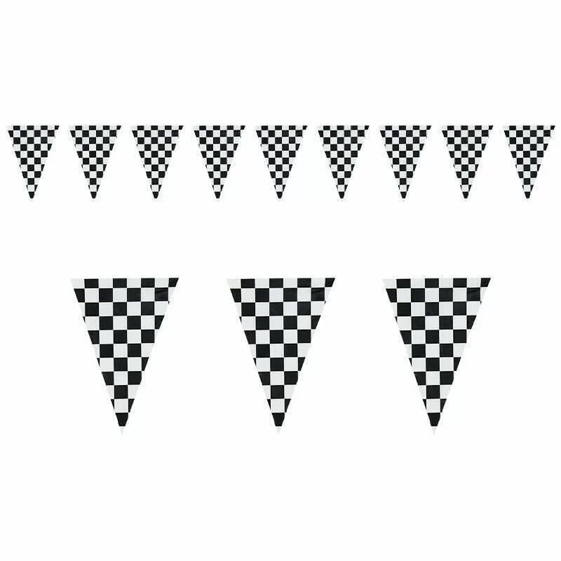 Black & White Checkered Pennant Bunting 10m