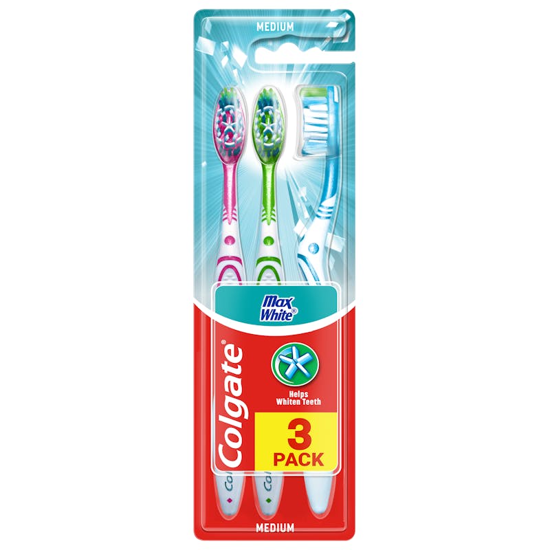 COLGATE PK3 TOOTHBRUSH MAX WHITE WITH POLISHING STAR MEDIUM