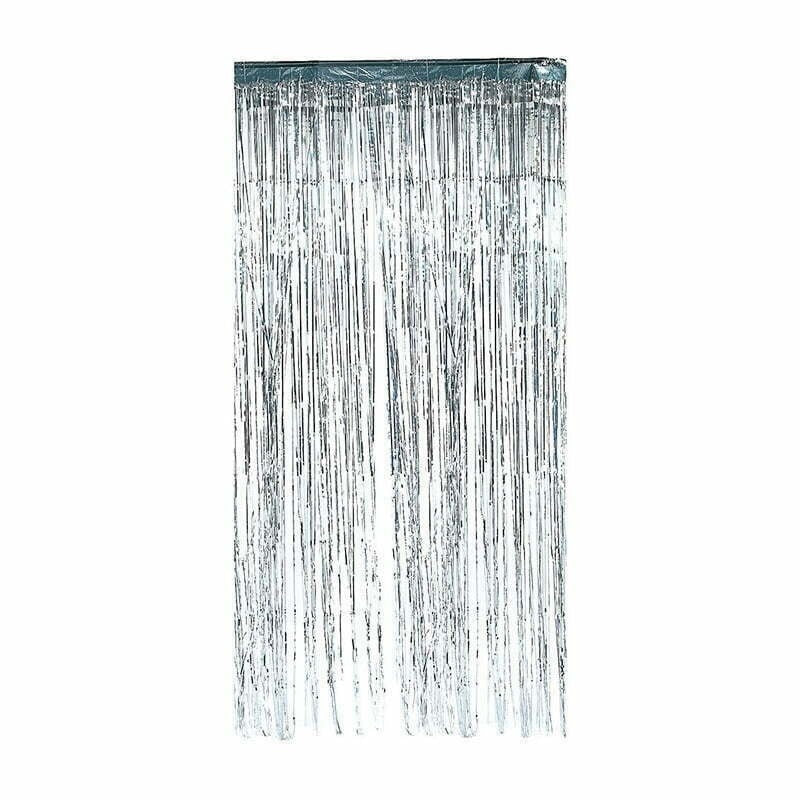 Silver Fringe Door Curtain 1M X 2M