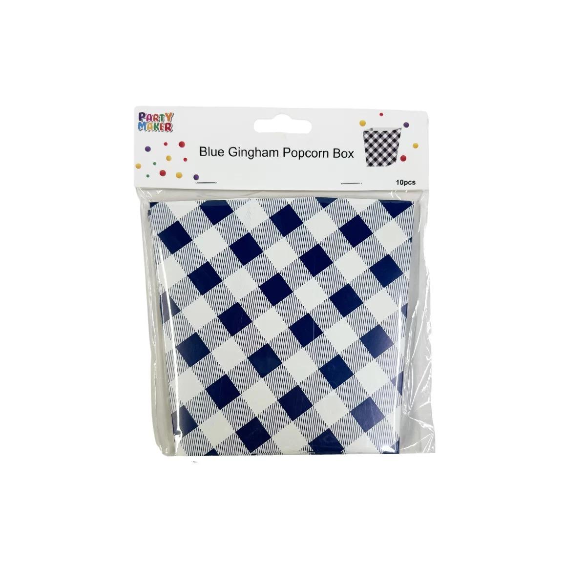 Blue Gingham 10pk Popcorn Boxes