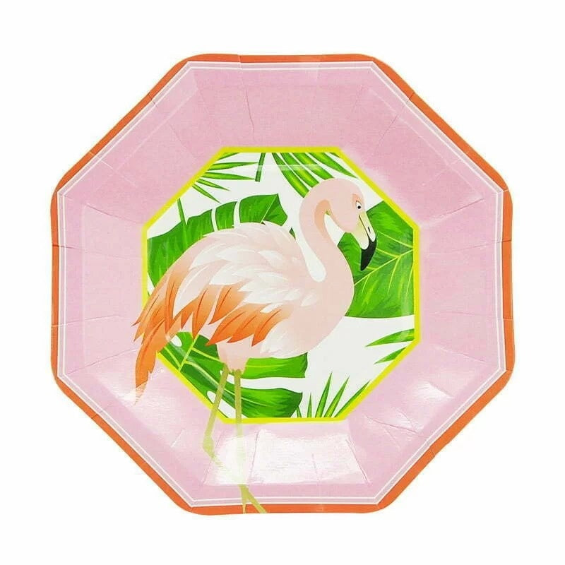 8 Flamingo Paper Plates-Large