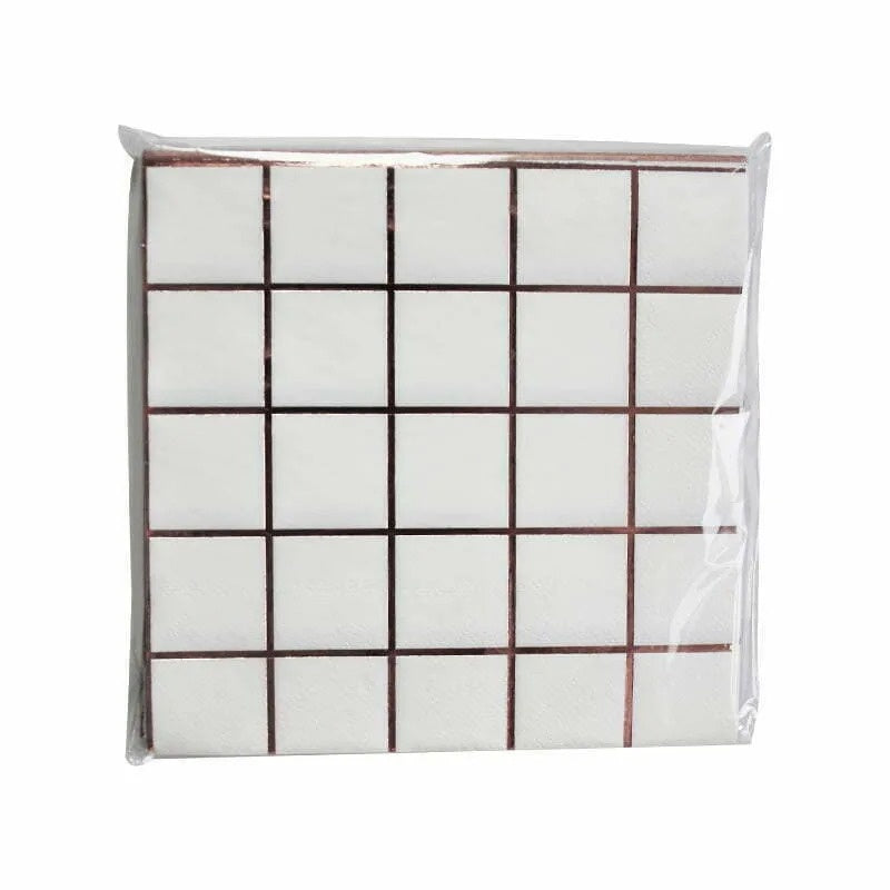 16 Rose Gold Check Napkins