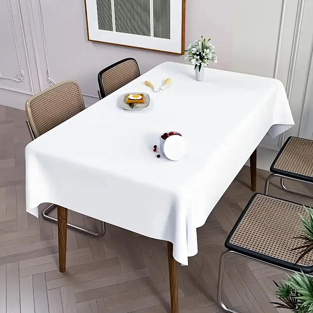 Cut-To-Size Plastic Table cloth - White