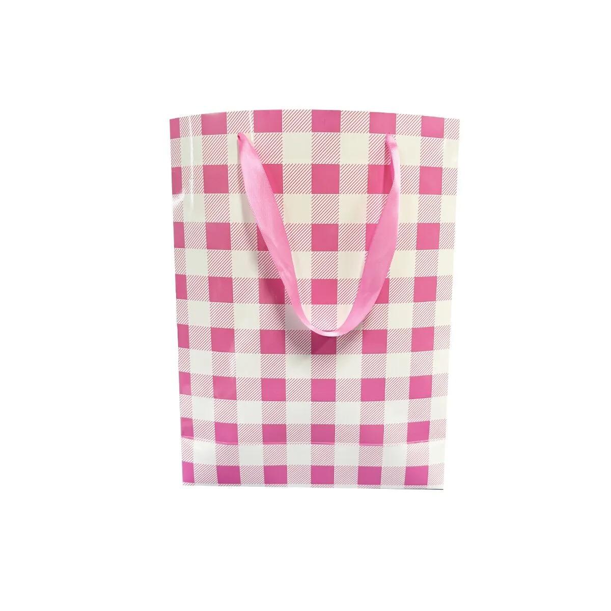 Pink Gingham 33 x 25cm Paper Bag