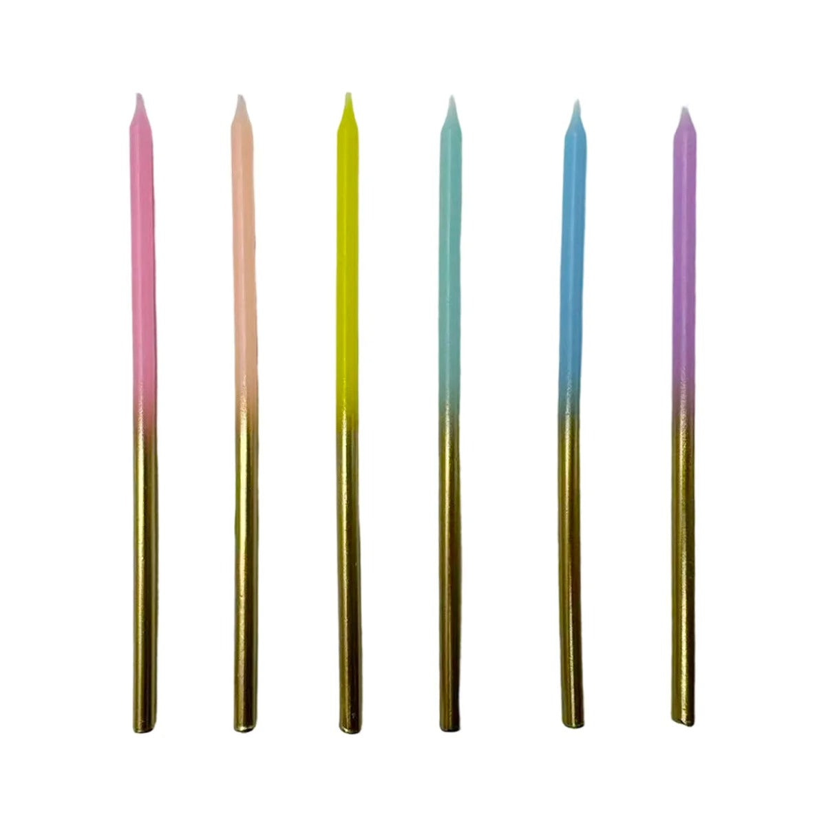 Pastel Ombre Metallic Gold Party Candles 12pk