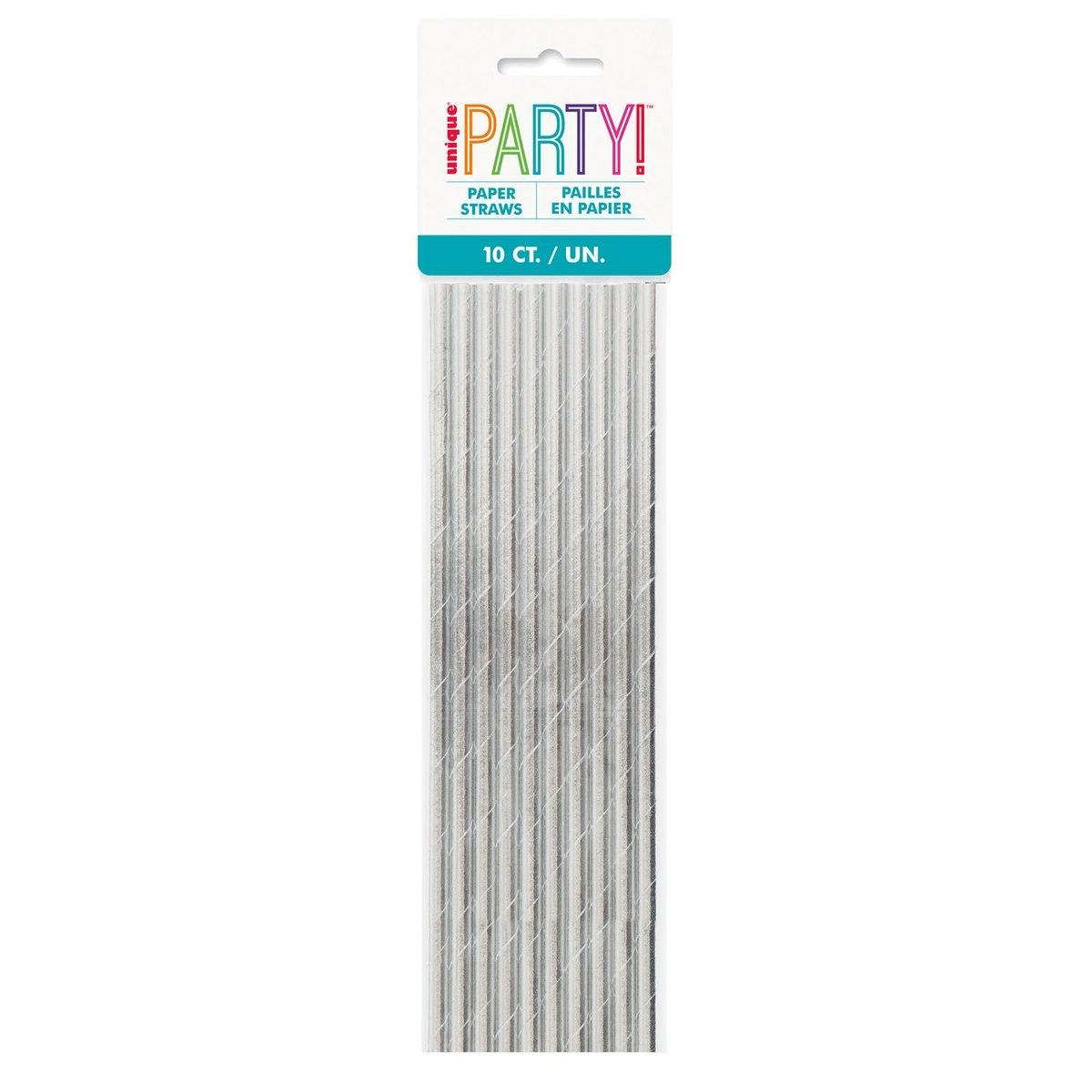 Silver Foil 10pk Paper Straws