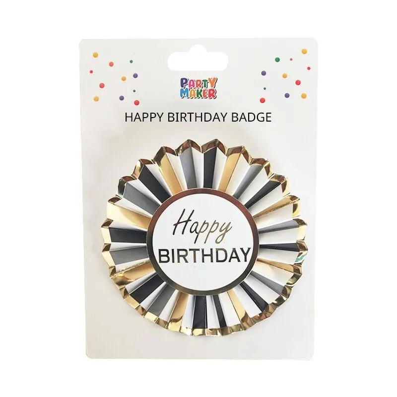 Happy Birthday Badge - Gold & Silver