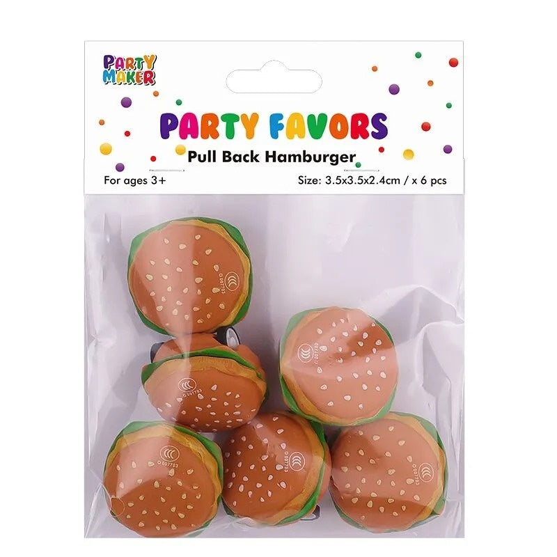 Party Favors - 6pk Pull-Back Hamburger Cars