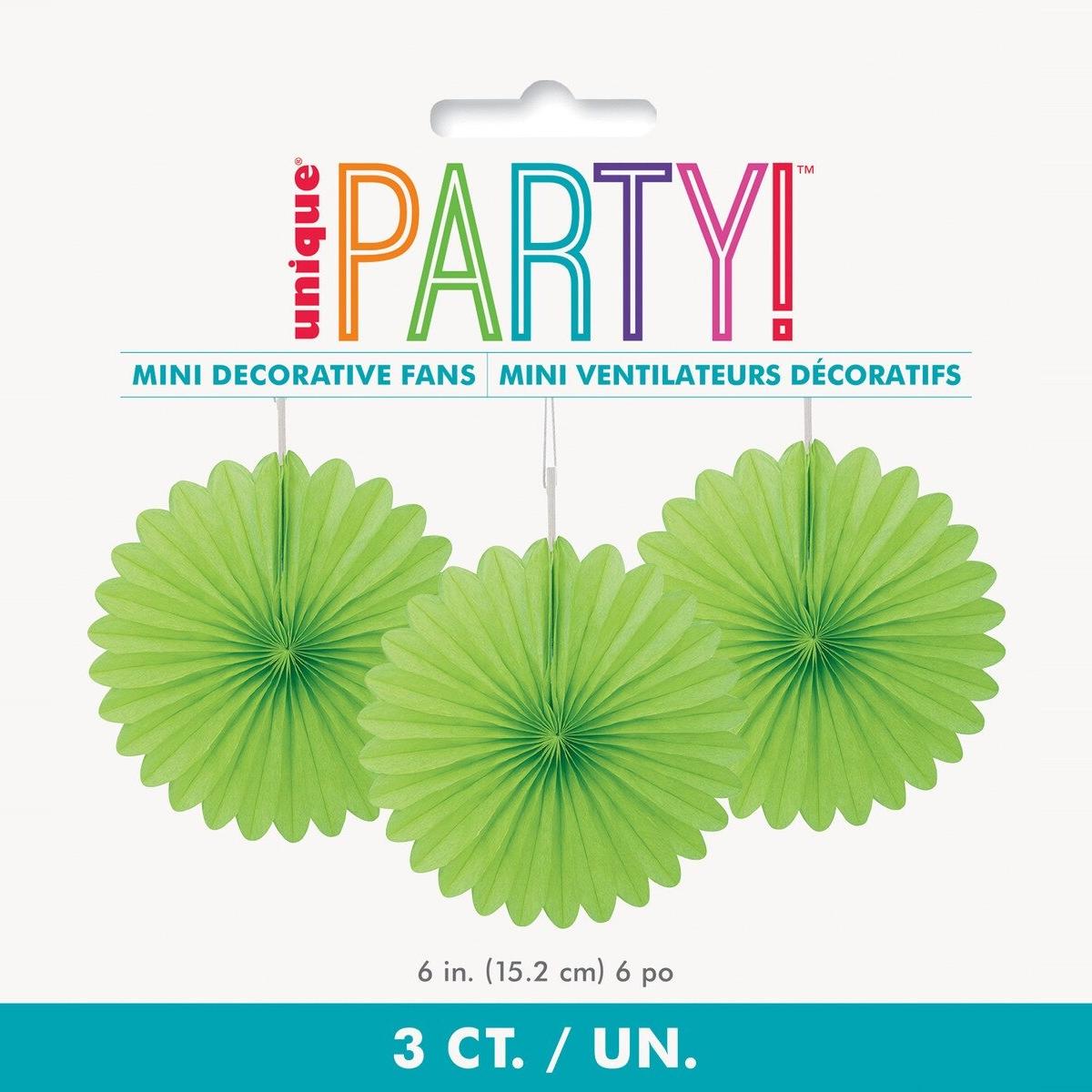 Decorative Fans 15cm 3pk-L/Green