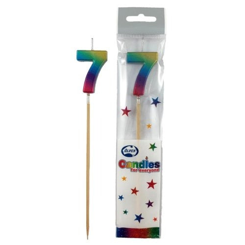 CANDLE RAINBOW METALLIC LONG STICK #7 image 0