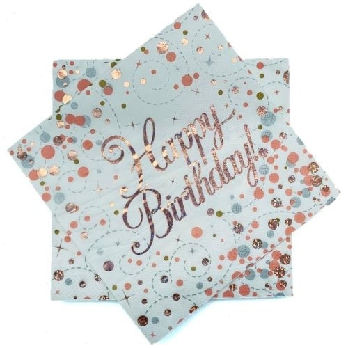 Sparkling Fizz Rose Gold 16pk Napkins #Happy Birthday
