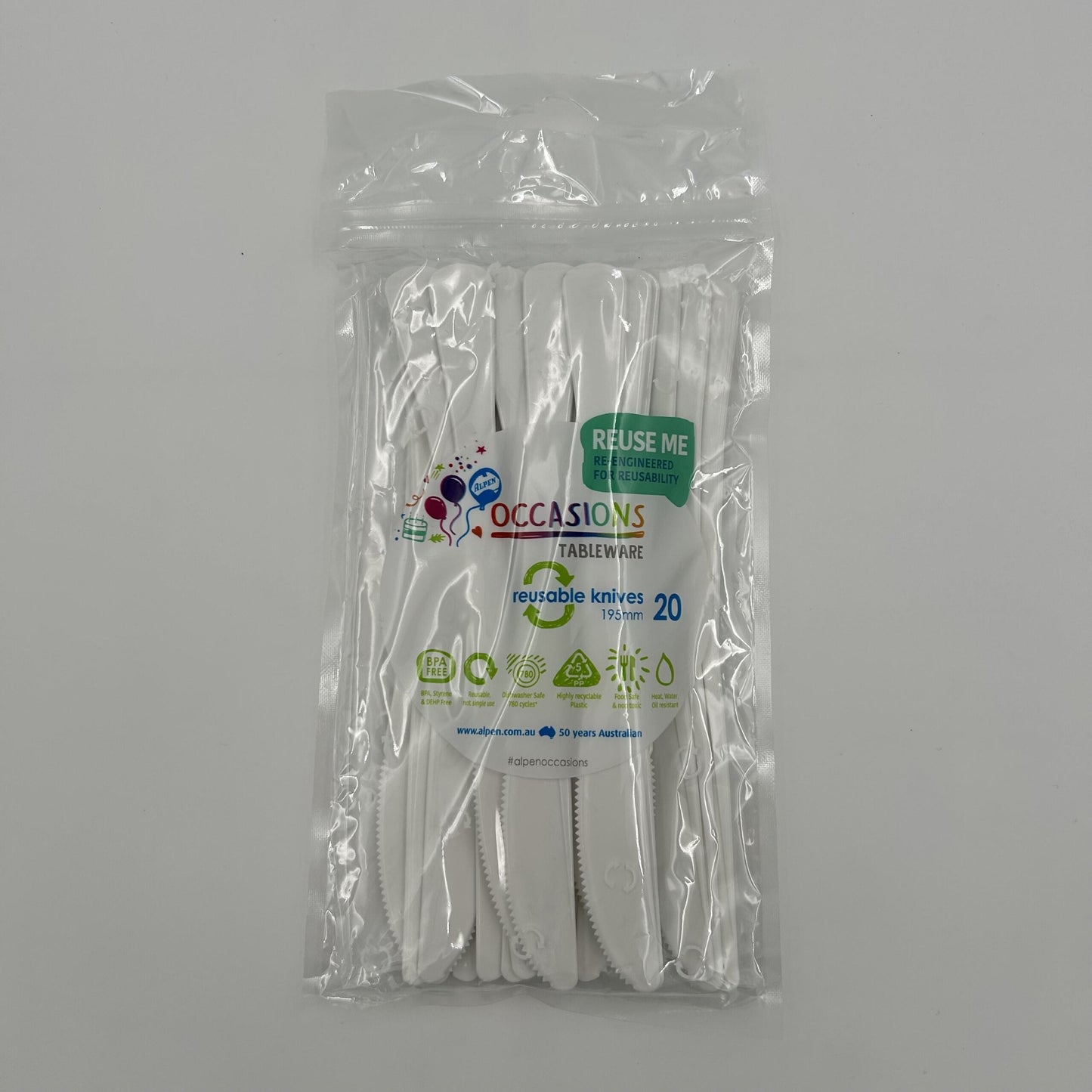 White Plastic Knife Pack 20 image 0