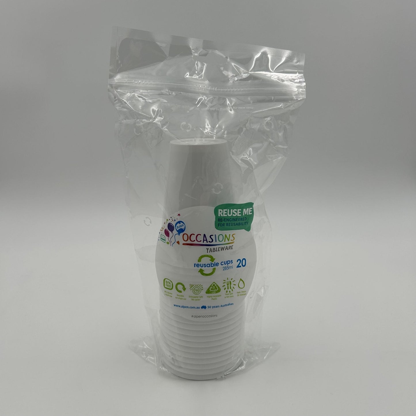 White Plastic Cup 285ml Pack 20 image 0