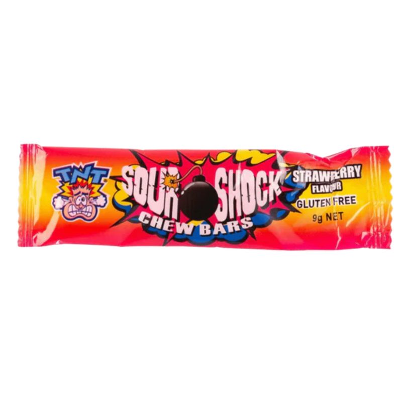 TNT Sour Shock Chew Bars Strawberry 9g