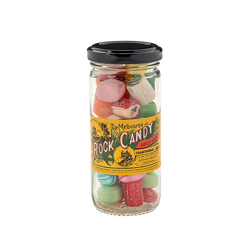 The Melbourne Rock Candy Family Assorted Glass Jar 170g