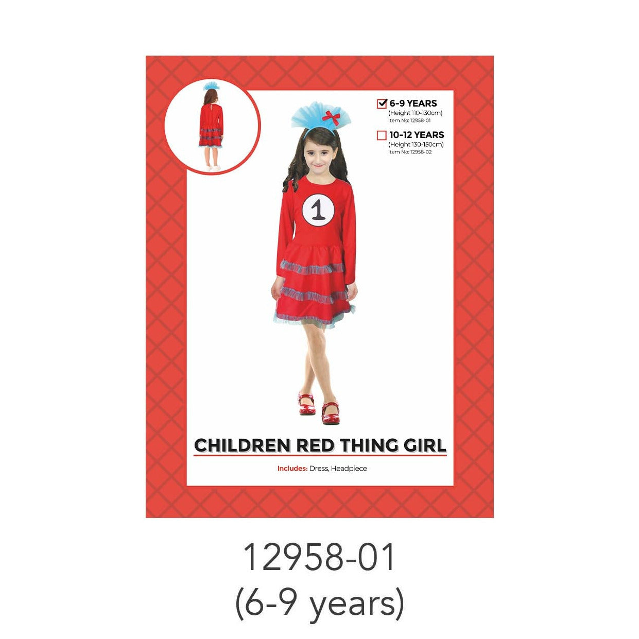 Children Red Thing 1 Girl Costume 6-9 Years image 0