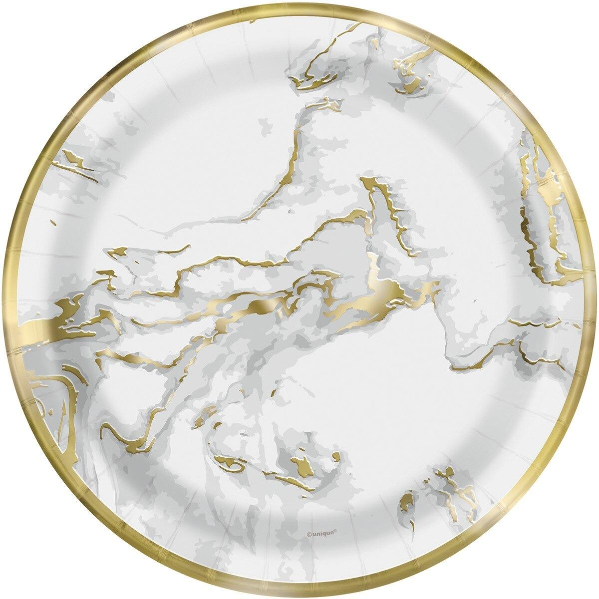 Gold Marble 10pk 23cm Foil Paper Plates
