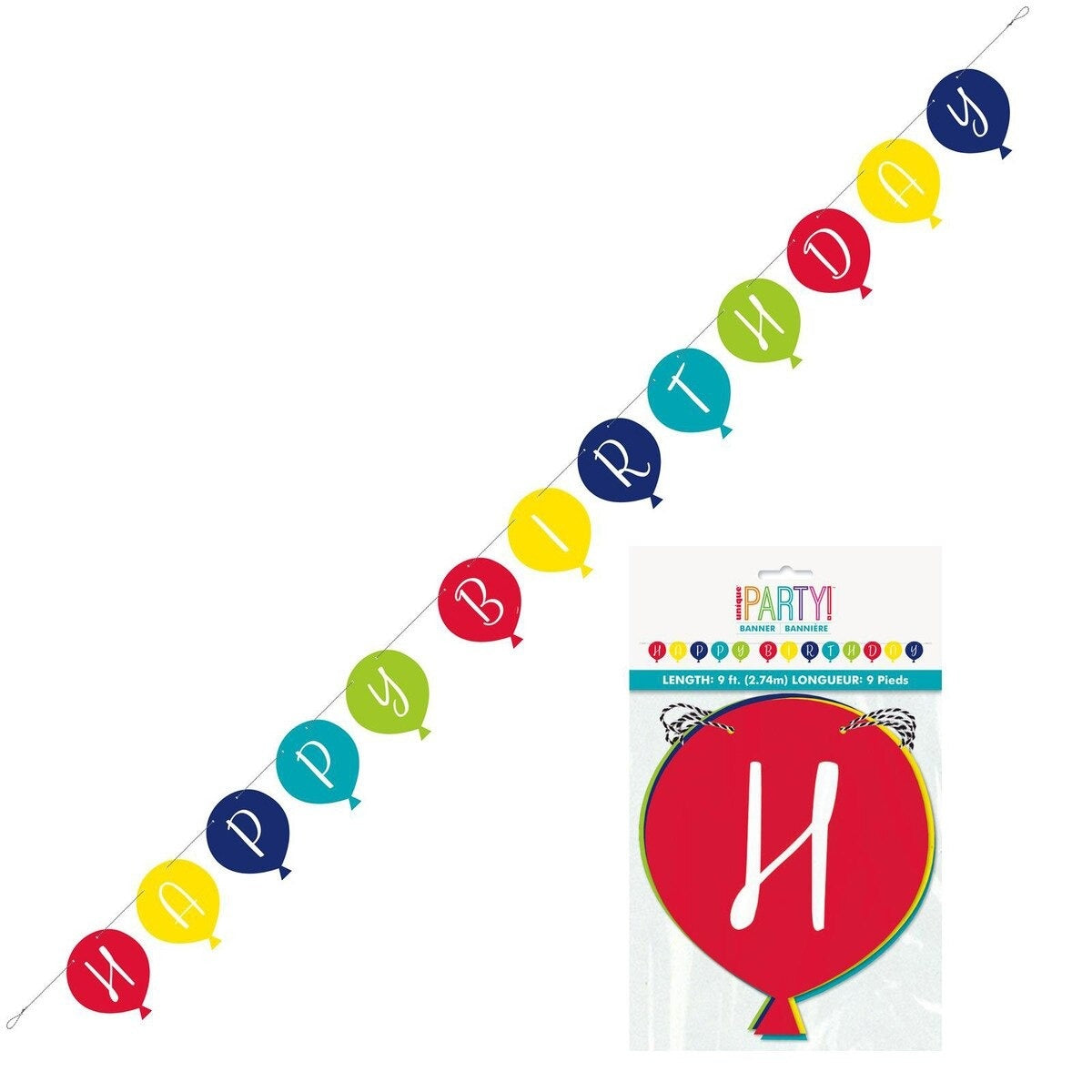 Balloon Style Happy Birthday Jointed Banner 2.7M
