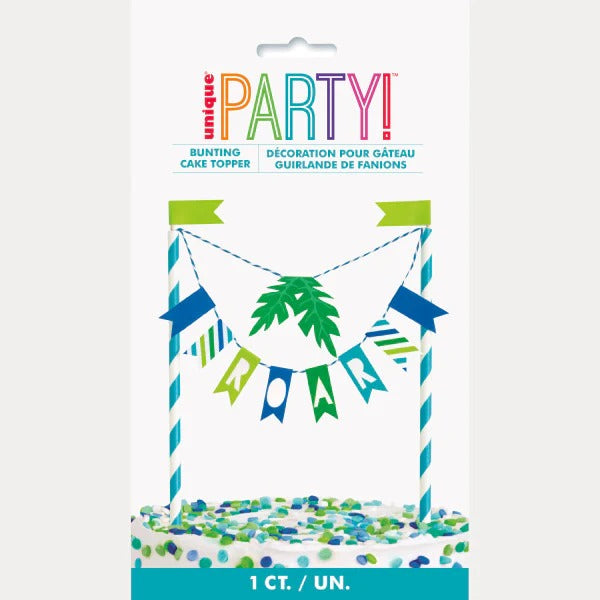 Blue & Green Dinosaur "Roar" Bunting Cake Topper