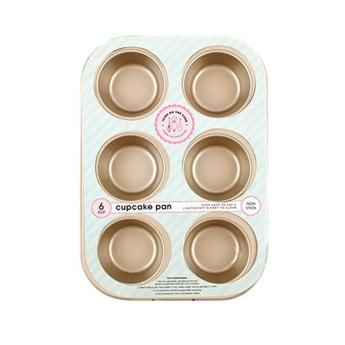 Baking Cupcake Tray 6 Cup Non-Stick Champagne 26x18x3cm image 0
