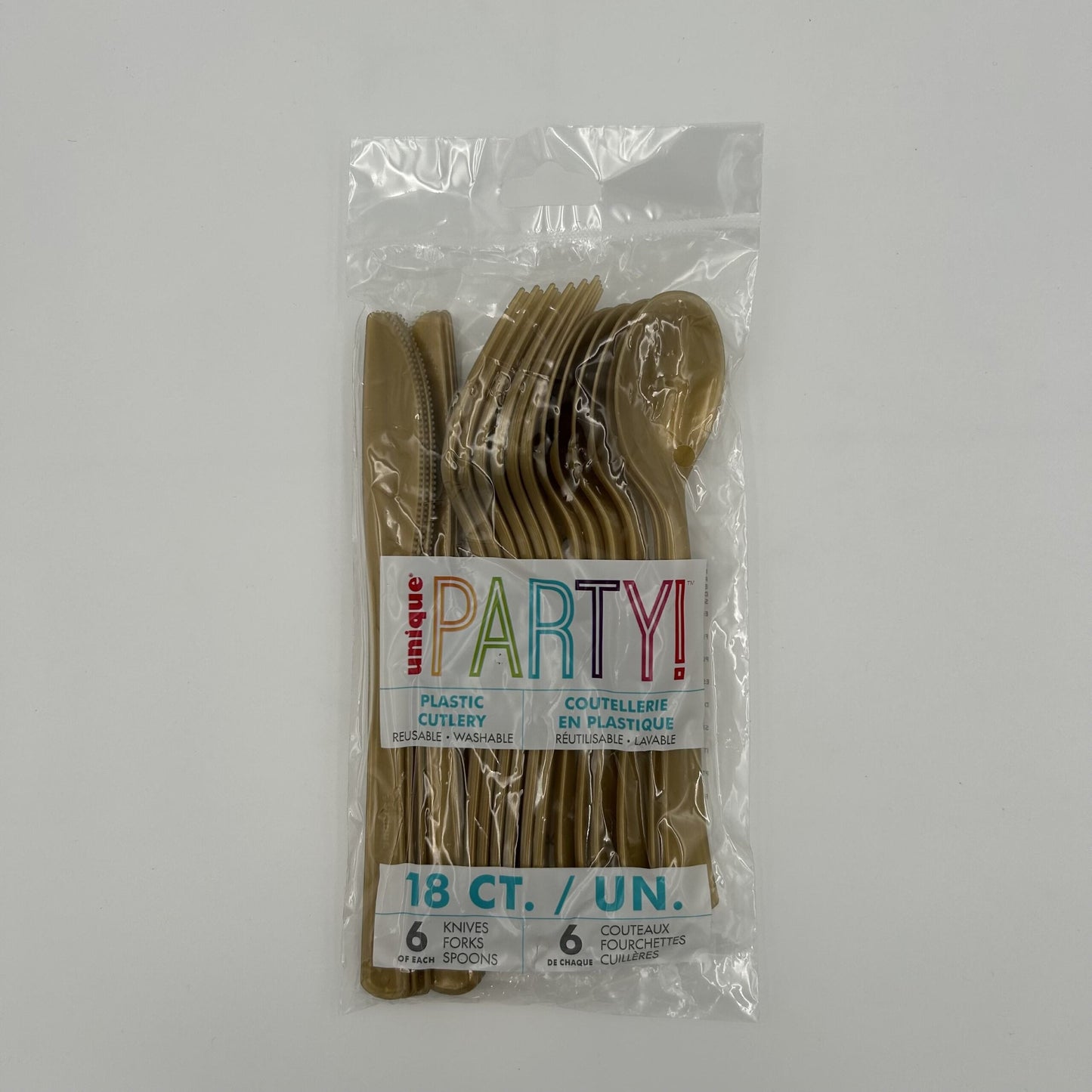 Gold Plastic Assorted Cutlery Pack 18 image 0