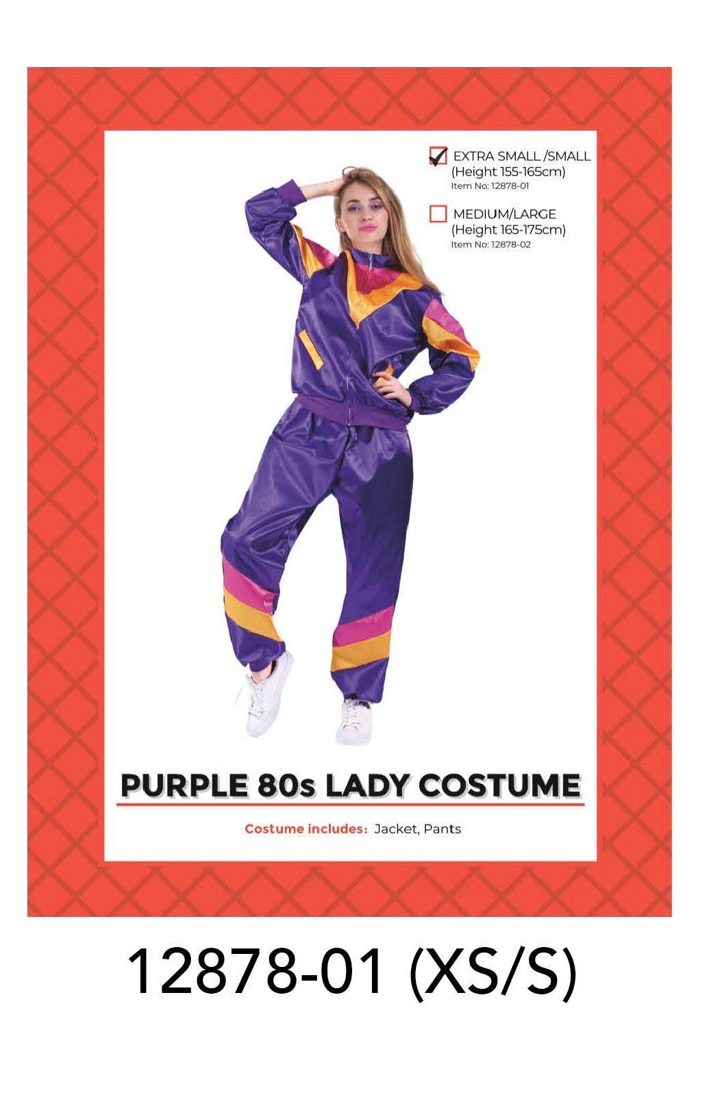 Adult 80s Lady Track Suit Costume (Purple) S/M image 0