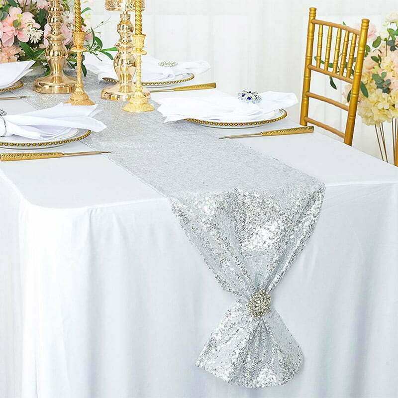 Silver Sequin Table Runner - 1.8m image 0