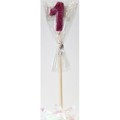 CANDLE PINK GLITTER LONG STICK #1 image 0