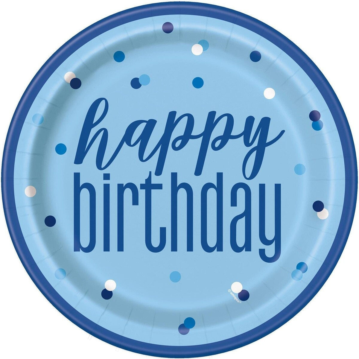 Blue Happy Birthday 23Cm Plates
