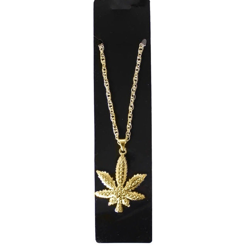 Metal Necklace (Gold Hemp Leaf) image 0