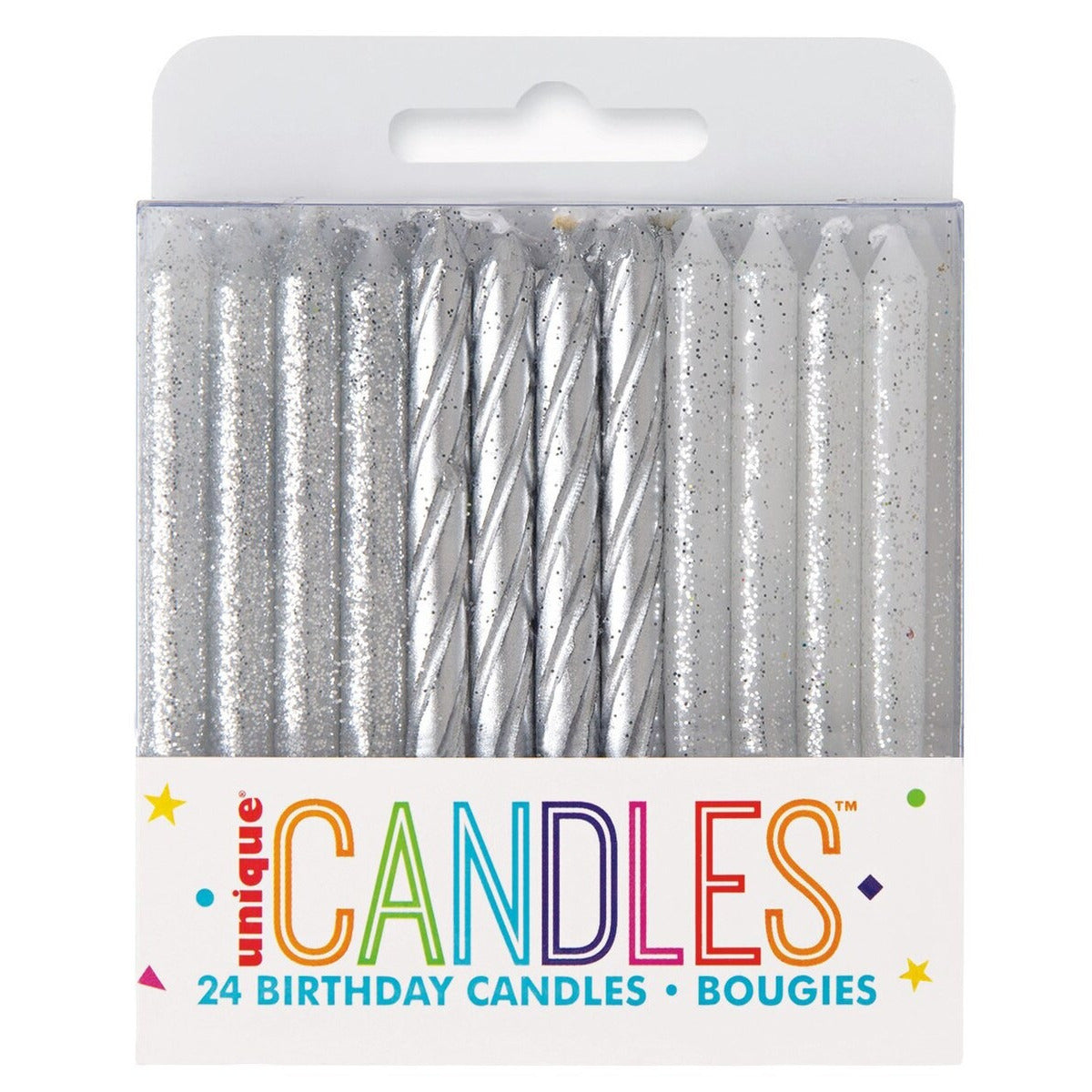 24 SPIRAL CANDLES - GLITTER&SILVER image 0