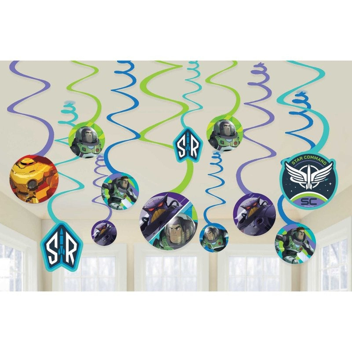 12 Buzz Lightyear Hanging Spiral Decorations