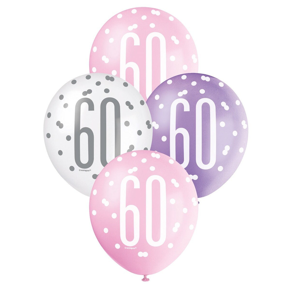 Pink, Purple & White Assorted 30cm Latex Balloons - 60 image 0