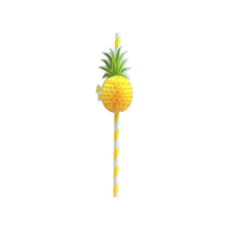 Pineapple Paper Straws 10pk image 0