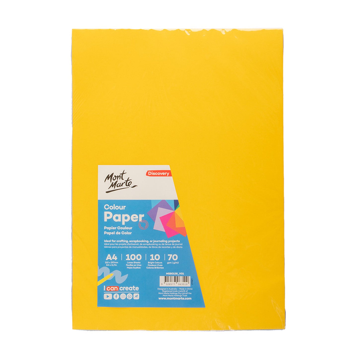 Coloured Paper A4 70gsm 100 Sheets image 0
