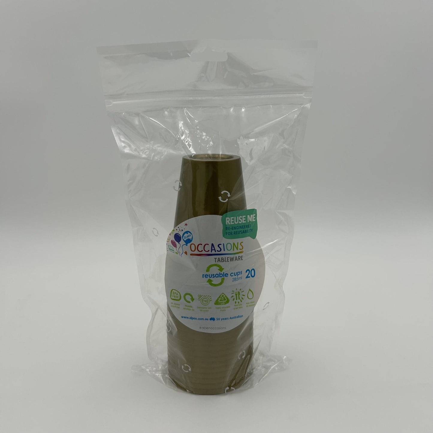 Gold Plastic Cup 285ml Pack 20 image 0