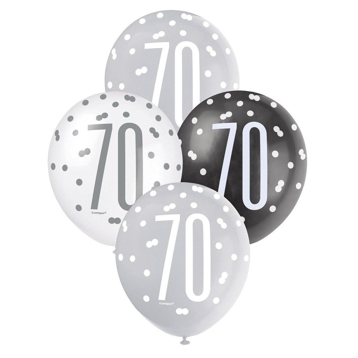 Black, Silver & White Assorted 30cm Latex Balloons - 70 image 0