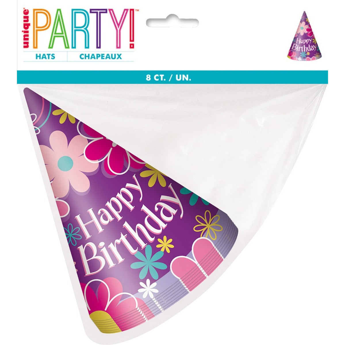 BIRTHDAY BLOSSOM 8 PARTY HATS image 0