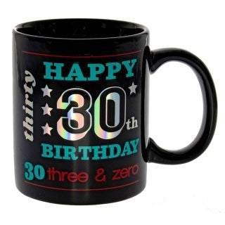 HAPPY 30TH BLACK HOLO MUG