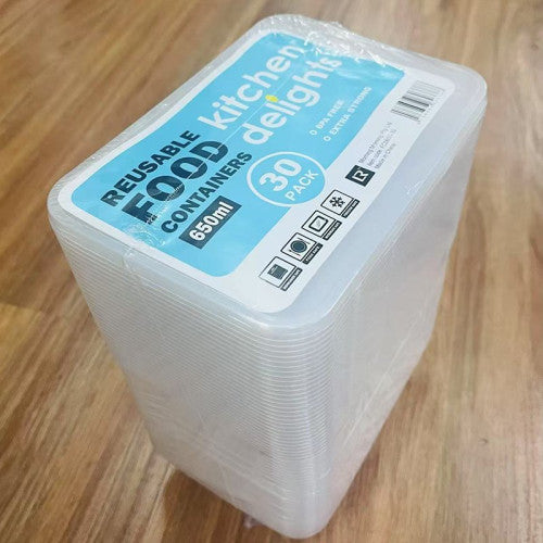 REUSABLE FOOD CONTAINERS 650ML PK30