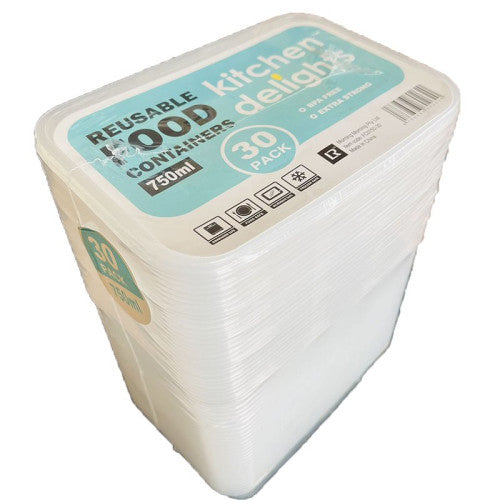 REUSABLE FOOD CONTAINERS 750ML PK30
