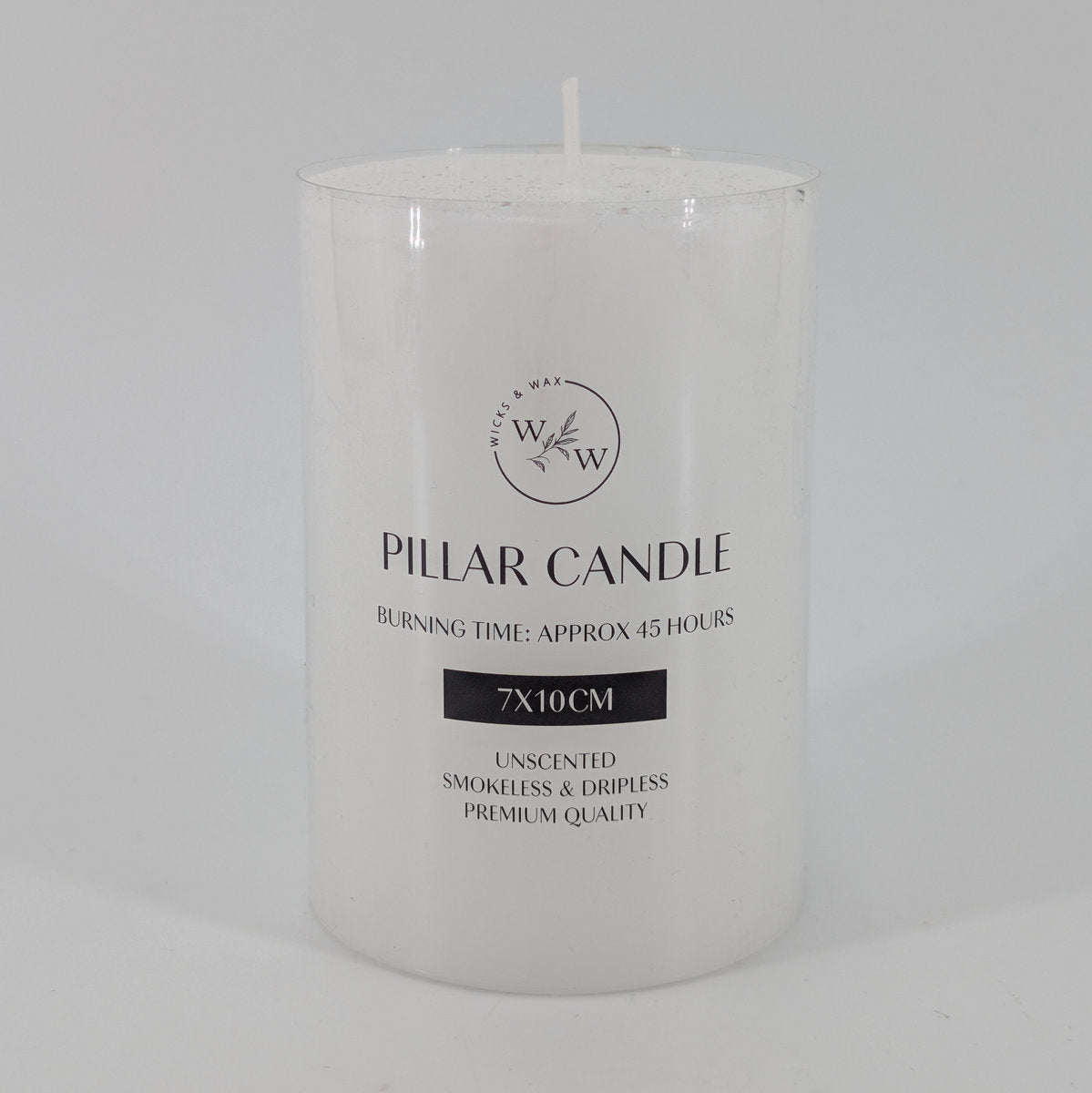 7x10cm Unscented Flat Top Pillar Candle