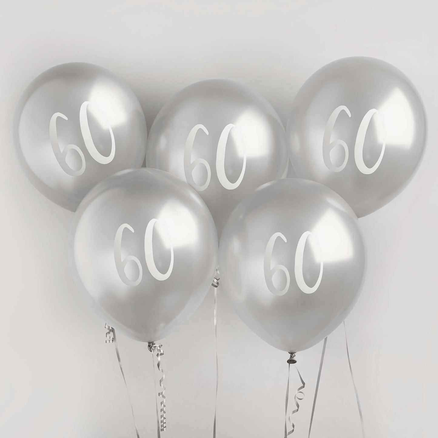 Metallic Silver '60' Balloon Bundle