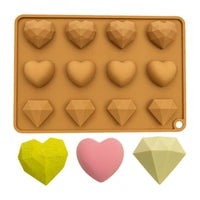 Gem Heart and Diamonds Silicone Mould - Iconic Cake Art