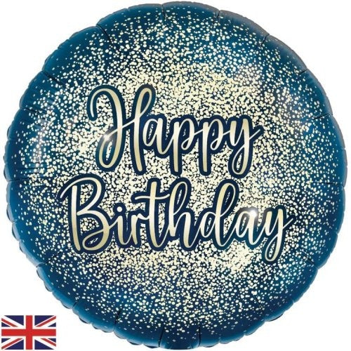 Foil Balloon 45cm Glitter Navy Gold Bday